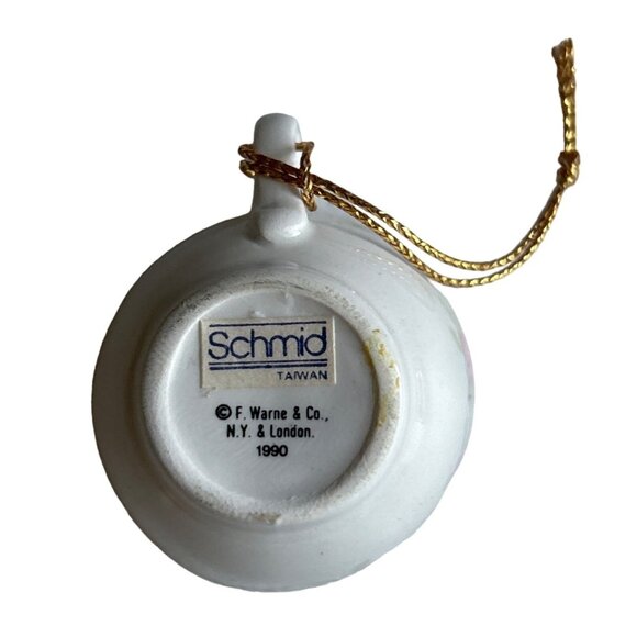 Schmid 1990 F. Warne & Co. Pink White Porcelain Mouse Ornament With Gold String - Picture 3 of 5